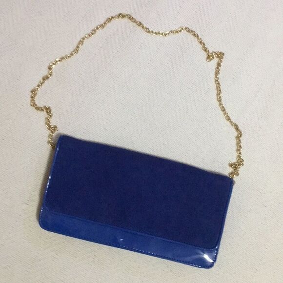 Vintage Aldo Royal Blue Patent/Suede Envelope Crossbody - Picture 1 of 16